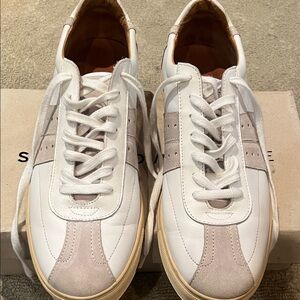Selected Homme Stylish White and Tan Men's Sneakers